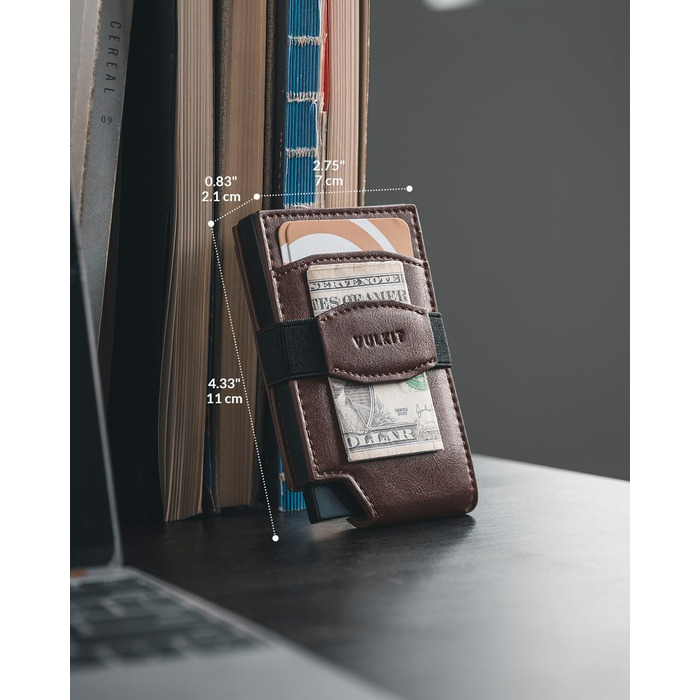 Чоловічий шкіряний картхолдер VULKIT з RFID-захистом та вікном для документів, еспресо