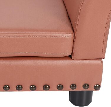 Софа для собак BingoPaw Luxus: велика ортопедична лежанка для собак XL з дихаючого водонепроникного шкірозамінника, сучасна лежанка для тварин з підголівником та дерев'яними ніжками, 120x74x40 см (колір: коричневий)