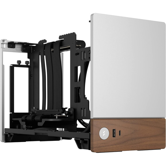 Корпус для ігрового ПК Fractal Design Terra Wood Walnut - mITX, PCIe 4.0, USB Type-C, анодований алюміній (срібло)