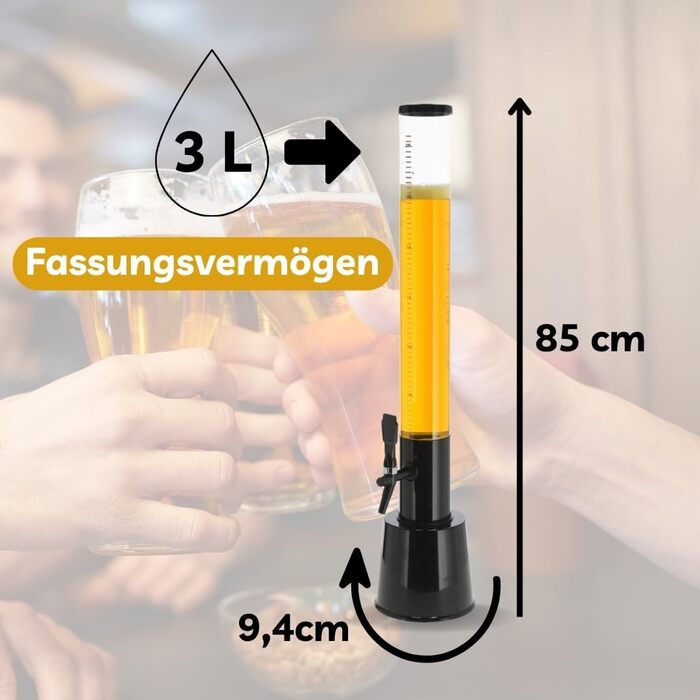 Стійка для пива XXL, 3л, Biertower, для вечірок, з краном, з блоком HLKauf, 2 шт.