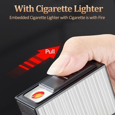 Алюмінієве екіпіровочне кейс для сигарет 2 в 1 з електронним запальничкою (20 шт.), елегантний дизайн
