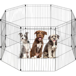 Клітка для собак IRIS OHYAMA 91.4 см, 8-панельна, для собак середніх та великих порід, портативна, чорна