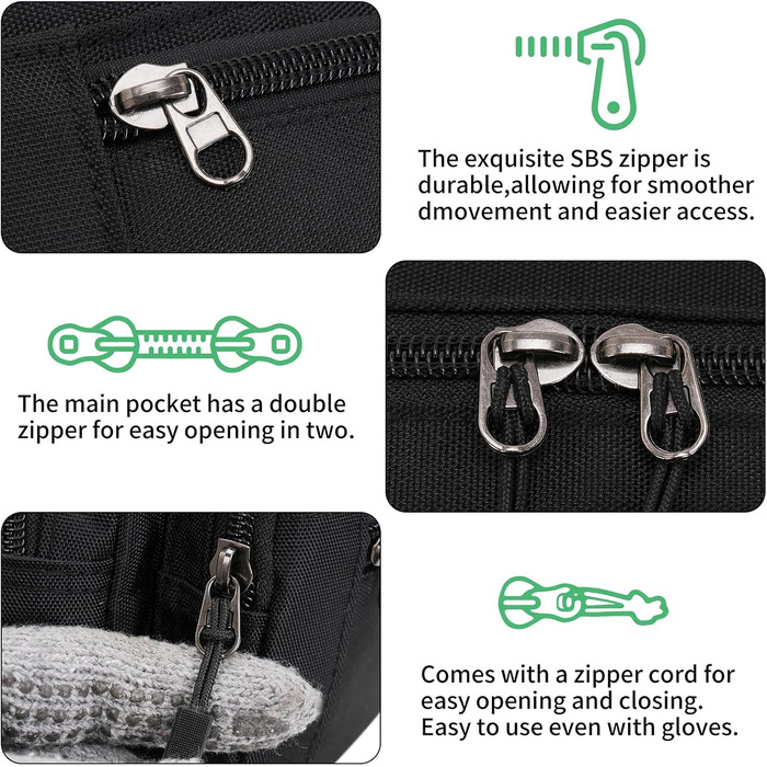 Чоловіча/жіноча поясна сумка-бананка з 5 відділеннями, водонепроникна, для подорожей, прогулянок з собакою та активного відпочинку, чорна