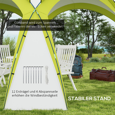 Намет Event Shelter від Outsunny, 3,5 x 3,5 м з дверцятами на гачках, водовідштовхувальний, зимостійкий, ідеальний для саду, вечірок, фестивалів, кемпінгу. Зелений колір | Aosom