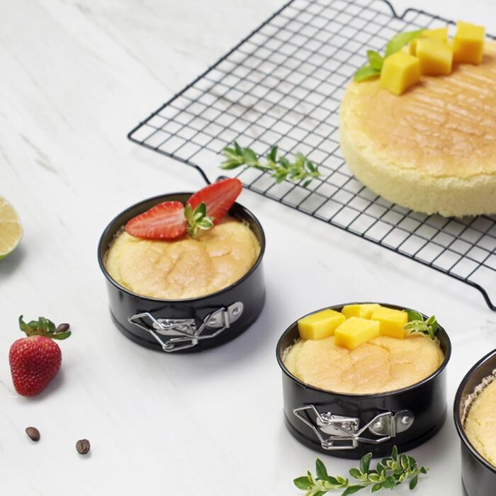 Набір форм для випічки 8 шт. 14 см, круглі міні-форми, антипригарні, знімний дно, для пирогів, кексів, піци, кішів