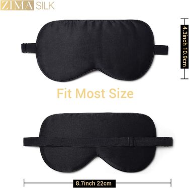 Маска для сну ZIMASILK з 100% шовку - регульована пов'язка для сну в подорожах та вдома. Дихаюча маска з чистої шовку малини з оксамитовим мішечком (чорна)