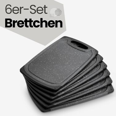 Набір з 6 дерев'яних підставок для сніданку з бамбука, 22x14x0,8 см, набір з 6 шт. (чорний/антрацит)