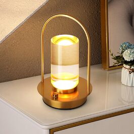 Світлодіодна настільна лампа з димером, акумуляторна, сенсорна, 3 режими світла, золота. Портативна кришталева лампа для дому та вулиці з USB-C