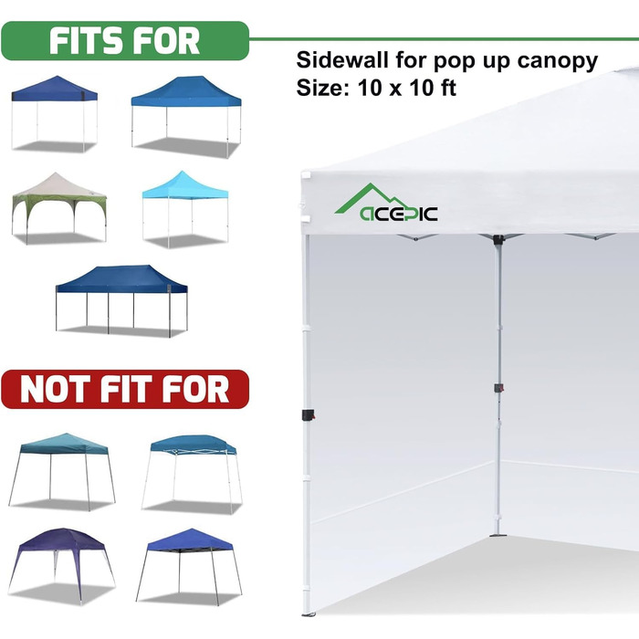 3 Piece Side Walls for 3x3M Gazebo, Gazebo Side Wall for Garden Gazebo and Pop-Up Gazebo with Velcro Closure, 210D Waterproof, Without Awning (White, 3 Side Walls)
