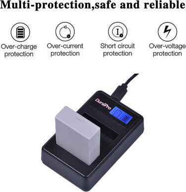 Акумулятор DuraPro LP-E8 для Canon (2 шт.) + LED USB зарядний пристрій; сумісний з EOS 550D, 700D, 600D, 650D, Rebel T2i T3i T4i T5i, Kiss X4 X5 X6i X7i DSLR