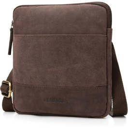 Чоловіча сумка через плече LEABAGS з натуральної шкіри - месенджер, сумка-рюкзак, 2.2 л, сумка для роботи, сумка на плече (Колір: Темно-коричневий)