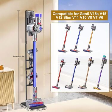 Підставка для пилососа OUTBROS сумісна з Dyson Gen5 V15s V15 V12 Slim V11 V10 V8 V7 V6, металева, без свердління, чорна