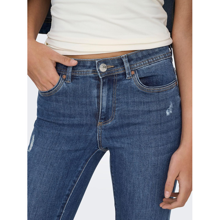 Джинси скінні жіночі ONLY WAUW середньої посадки, середній блакитний денім, розмір M/30L