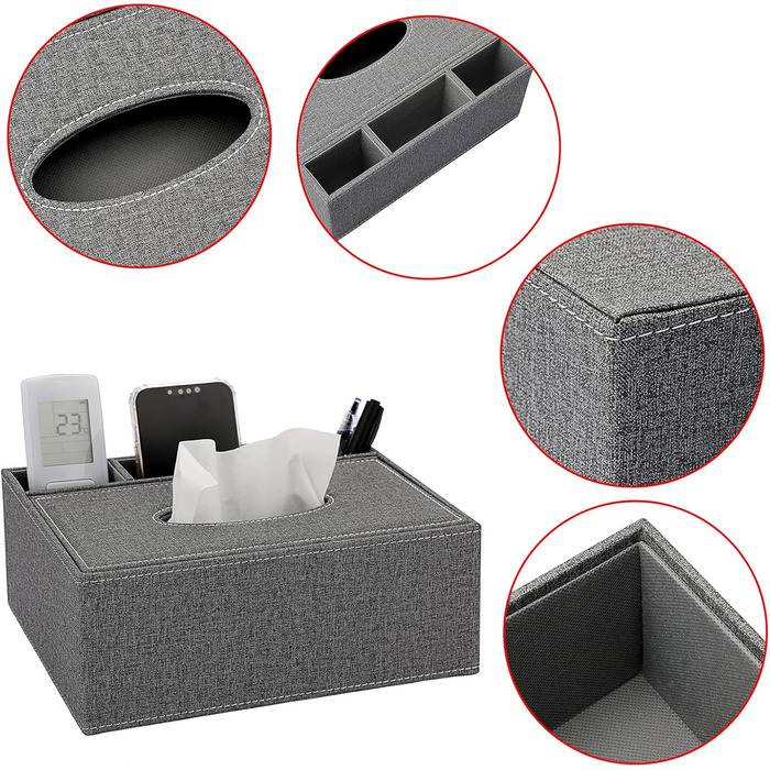 Скляна коробка для серветок BTSKY з пультом дистанційного керування, сірого кольору. Організатор для дому, настільний органайзер.