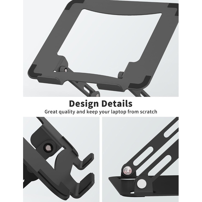 Adjustable Laptop Stand - Portable Riser & Ergonomic Computer Holder - Metal Laptop Mount for 10.6