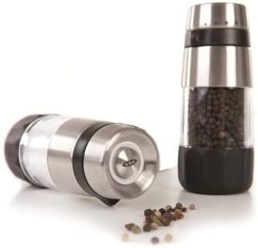 Соломолка OXO Good Grips Elegante з нержавіючої сталі, срібляста, регульований помел