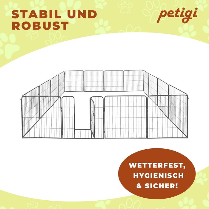 Вольєр для цуценят Petigi: сталевий вольєр-клітка, розкладний, 80x80 см, сітка 47 мм, для саду