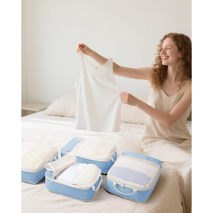 Набір органайзерів для валізи Narwey (6 шт.) з компресією, салатовий