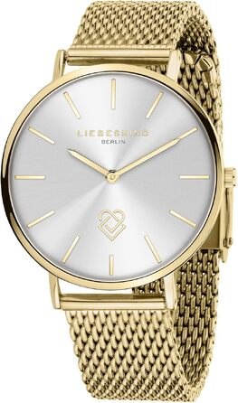 Жіночий наручний годинник Liebeskind Berlin — Кварцовий, 34 мм, міланський ремінець (Mesh), водонепроникність 5ATM, колір золото-срібло