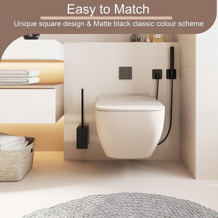 Настінний тримач для унітазної щітки BGL, матовий чорний, метал, 2 шт. в упаковці