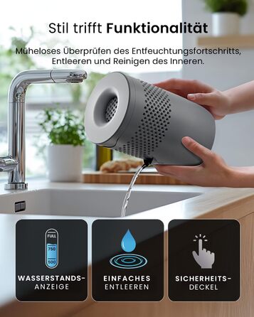 Pro Breeze Osmo: Безшумний осушувач повітря для дому, спальні, шафи, авто. Таблетка 700г (до 100 днів). Колір: сірий