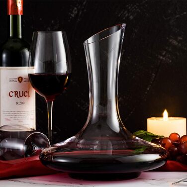 Wine Decanter Set, Wine Aerator, 100% Mouth-Blown Lead-Free Crystal Glass with Cleaning Pearls, Wine Decanter and Wine Decanting Set, Wine Gift with Luxury Packaging, Wine Accessories (1200ML)