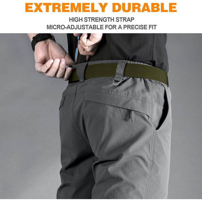 Тактичний пояс чоловічий BESTKEE, 3.8 см, нейлон, металева блискавка, розмір M (91-105 см)