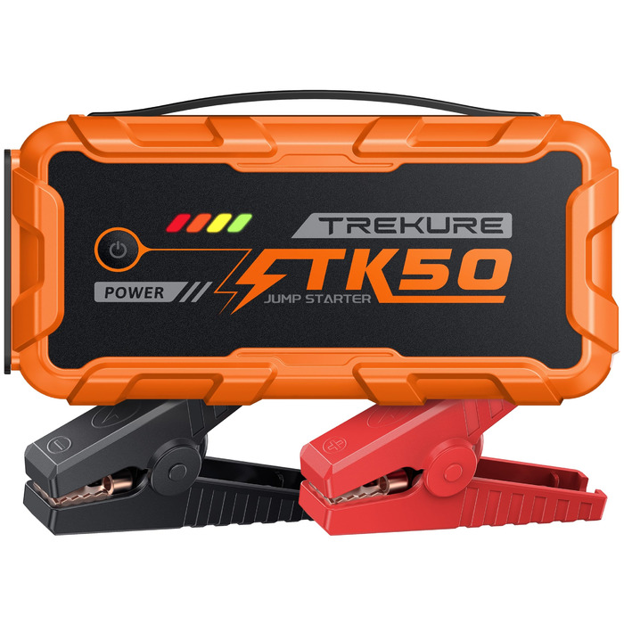 Powerbank для автомобіля 8000A Starthilfe (бензин/дизель 12.0L), 26800mAh, 12V пусковий пристрій з ліхтарем 800 люмен, 2xUSB, посилені кабелі, помаранчевий