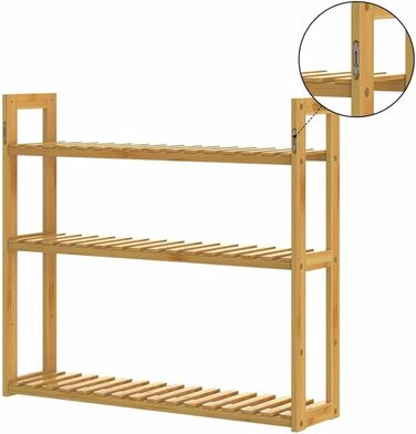 Настінна полиця Casaria з бамбука 60x54 см, 3 яруси, ванна, кухня, вітальня, дитяча, до 30 кг