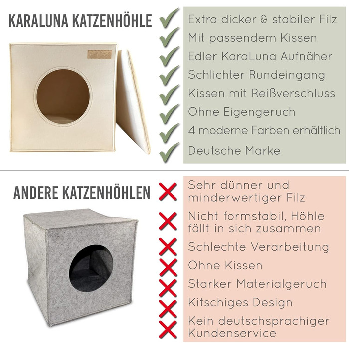 Кішка-будиночок з фетру для полиці (IKEA Kallax/Expedit) | Місце для сну кота | Клітка-гніздо для 2 котів | Бежевий