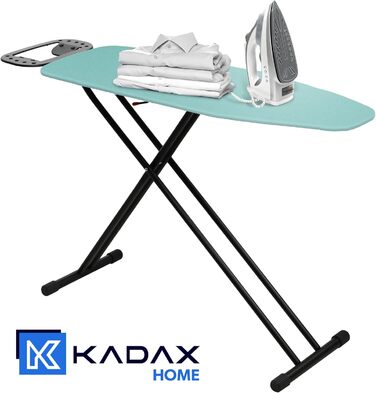 KADAX Ironing Board, 120x38 cm Folding Ironing Table, Height-Adjustable Steam Ironing Table, Steam Ironing Board with Non-Slip Feet, Table with 8mm Foam Padding (Mint)