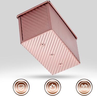 Форма для випічки хліба тостового Roségold 550г, алюмінієва, антипригарна, 20.8x12x11 см