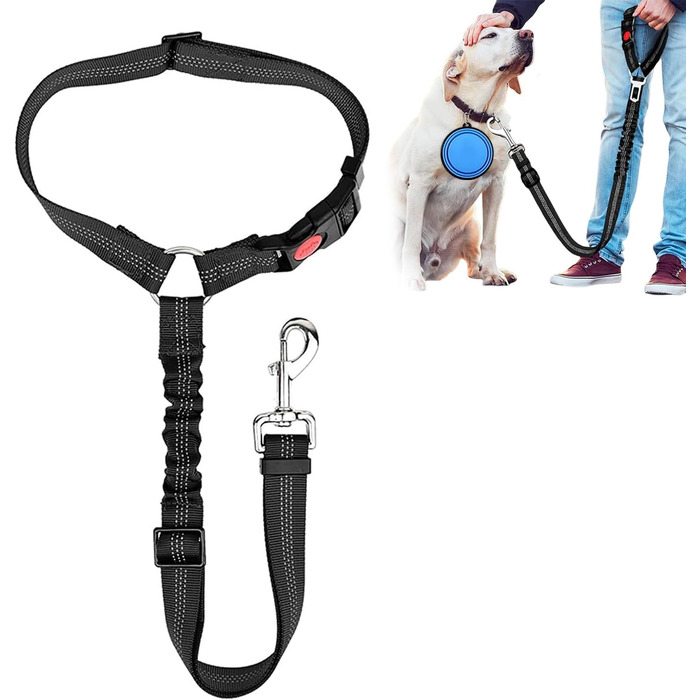 Автомобільний поводок-лямка для собак: безпечний, регульований, 360° обертання, міцний