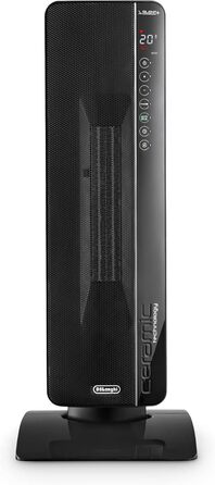 De'Longhi Ceramic Heater TCH8993ER.BC, Ceramic Heater Fan with 3 heating levels for rooms up to 70m³, Silent Technology, rotating base, 24h timer, frost protection function, summer ventilation, Black
