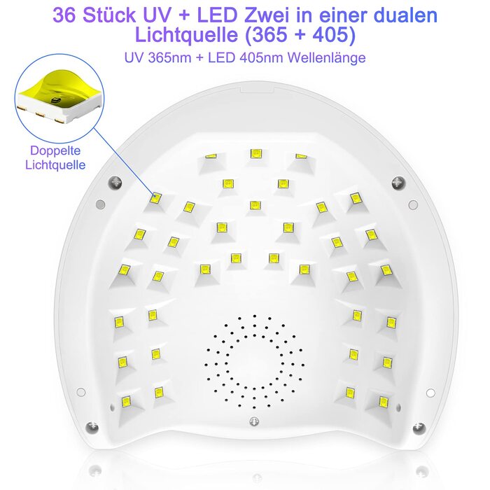 LED UV лампа для нігтів NAILGIRLS 150W з таймером, LCD дисплеєм та знімною магнітною пластиною (біла)