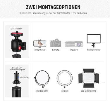 Тримач для камери NEEWER TL283 з регульованою ручкою, штатив для мікрофона та світла, червоний