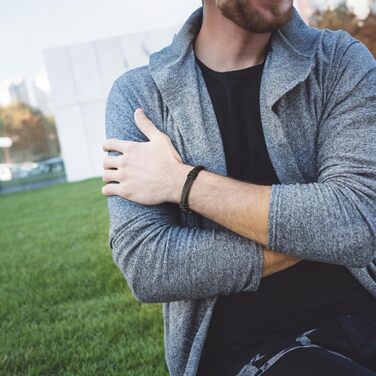 Чоловічий шкіряний браслет Casisto.J з нержавіючою сталлю, плетіння, гравіювання, північний стиль, чорний колір, з магнітною застібкою, у подарунковій коробці