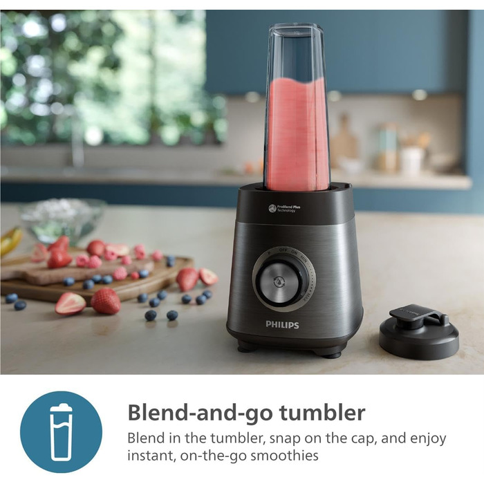Philips 5000 Series Mixer – 1200W Motor • ProBlend Plus Technology • Dishwasher-Safe Parts • Automated Cleaning • 2L Capacity • Black (HR3041/00) 1.4Kg (6 portions) Wi-Fi Connection
