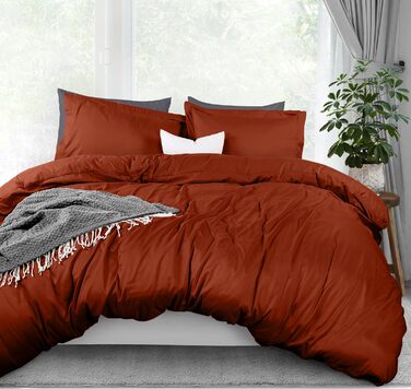 Комплект постільної білизни Utopia Bedding: простирадло на ліжко + 2 наволочки, 3 шт., розмір Queen, оранжевий/червоний, з візерунком 'Сонячний зигзаг'