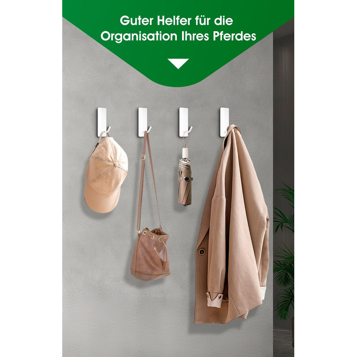 Набір тримачів для рушників без свердління, 10 шт., гачки самоклеючі з нержавіючої сталі 304, надміцні, для великих предметів, настінні гачки для ванної, туалету та кухні, стійкі до корозії, рушкові гачки (довші)