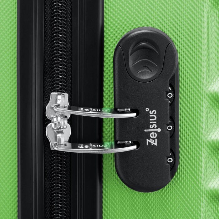 Набір валіз Zelsius 4 шт. Рожевий | ABS, з кодовим замком, 4 колеса, перегородка | Ручна валіза, набір валіз, тріумф, велика валіза (зелений)