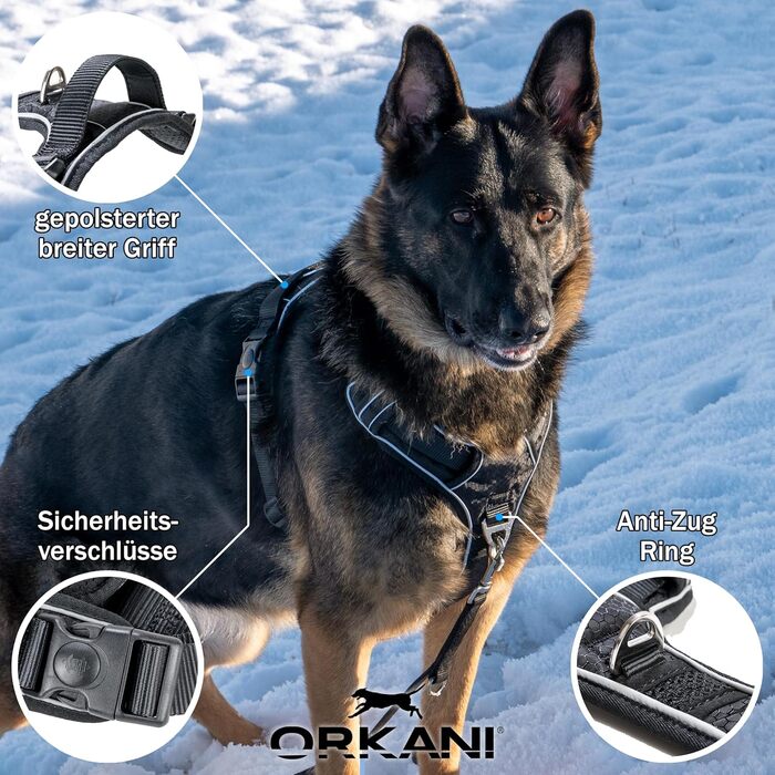 Шлейка для собак ORKANI Bravo 2025 - преміум, не тягне, з безпечним замком, дихаюча, м'яка, для маленьких, середніх та великих собак (S)