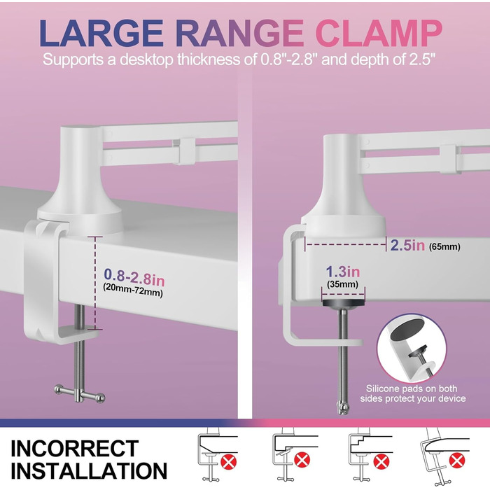 Низькопрофільний мікрофонний важіль, міцний тримач для мікрофона з кріпленням до столу 7 см, адаптери 3/8' та 5/8', для Blue Yeti, подкастів, геймінгу, вантажопідйомність до 2 кг, білий