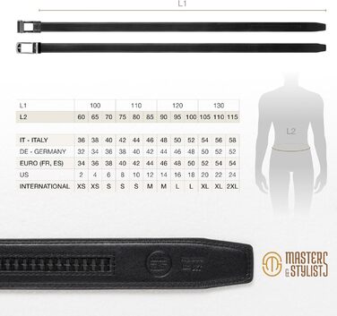 Чоловічий шкіряний ремінь Masters & Stylists з автоматичною пряжкою, коричневий/чорний, ширина 3,1 см, довжина 110/120 см, з подарунковою коробкою