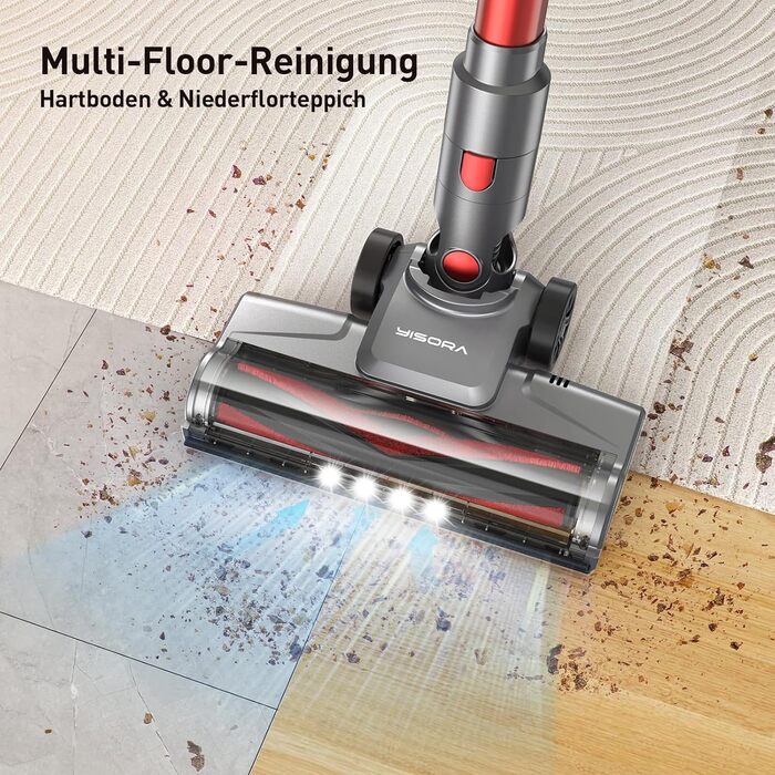 Бездротовий пилосос 40000Pa з акумулятором, 55 хв роботи, сенсорний екран та щітка Anti-Tangle, для твердих поверхонь, килимів, шерсті тварин