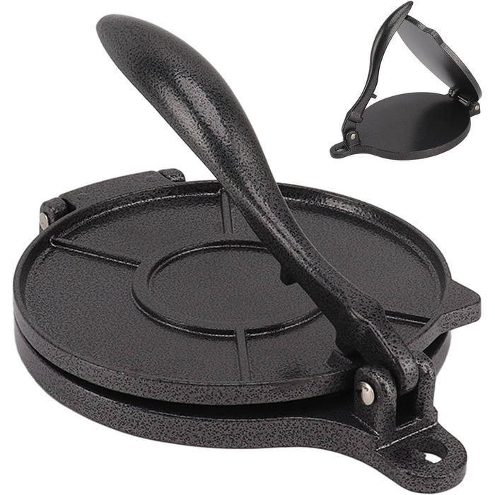 Пресс для тортилій з алюмінієвого сплаву, ручний, для приготування тако, патоконів, тортилій, роті, піци (20 см, чорний)