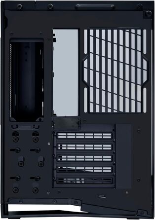 Корпус Lian Li O11 Dynamic Mini V2 Flow: компактний ATX Midi-Tower з двокамерним дизайном, скляною панеллю та модульною конструкцією. 5 вентиляторів встановлено. Чорний колір.