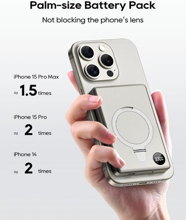 Power Bank Magsafe 5000mAh/10000mAh (Titan) з PD 20W та бездротовою зарядкою для iPhone 16/15/14