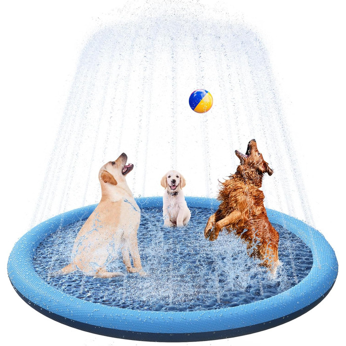 YAUNGEL Dog Pool, 170 cm, Inflatable Pool for Large & Small Dogs, 0.58mm Thickened Anti-Slip Mat, Foldable, Durable Splash Pad for Summer, Garden