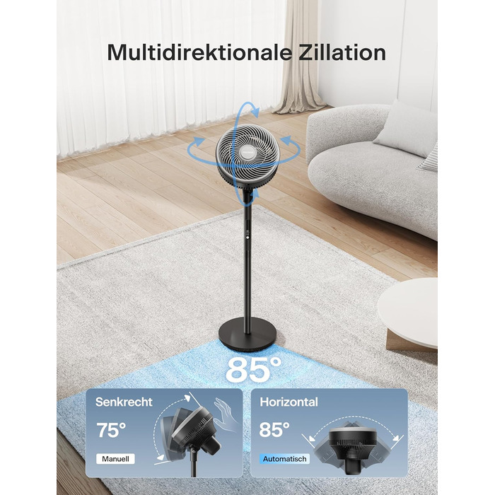 Турбовентилятор PELONIS з пультом керування, дисплеєм, 3D циркуляцією, 36.5dB, 10м повітряний потік, регульована висота 60/111см, 4 швидкості з таймером, знімний захист, поворотний, 92см, чорний